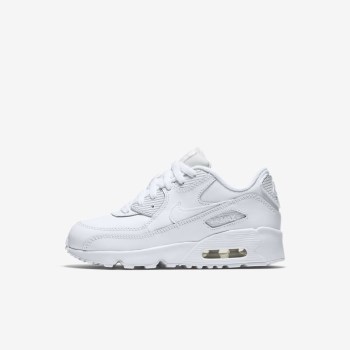 Nike Air Max 90 Leather - Fiatalabb Gyerek Air Max Trainers - Fehér/Fehér